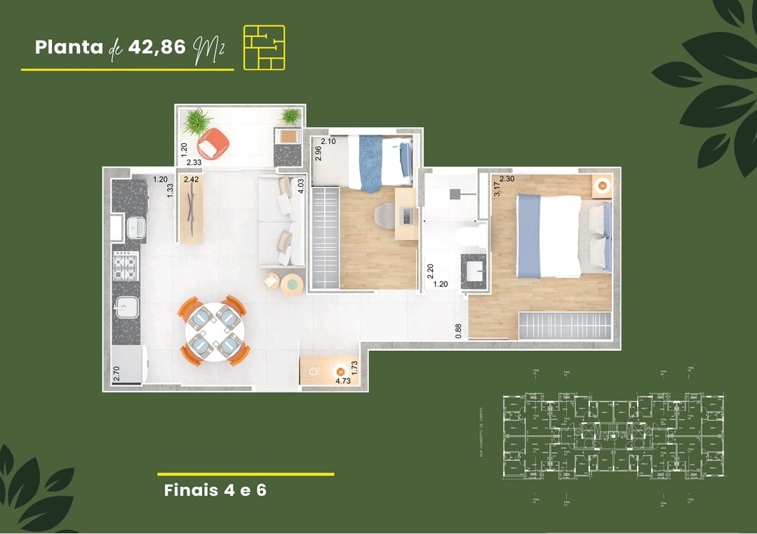 Planta 42,86m²