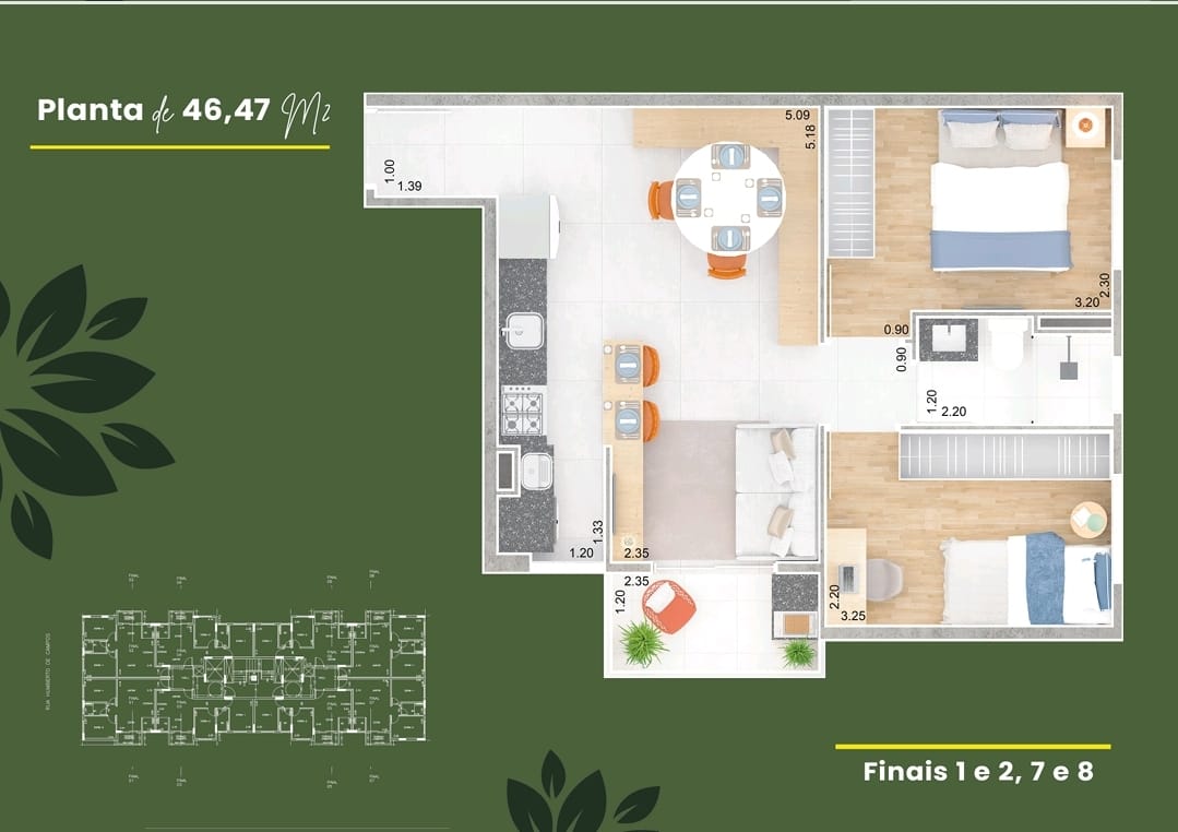 Planta 46,47m²